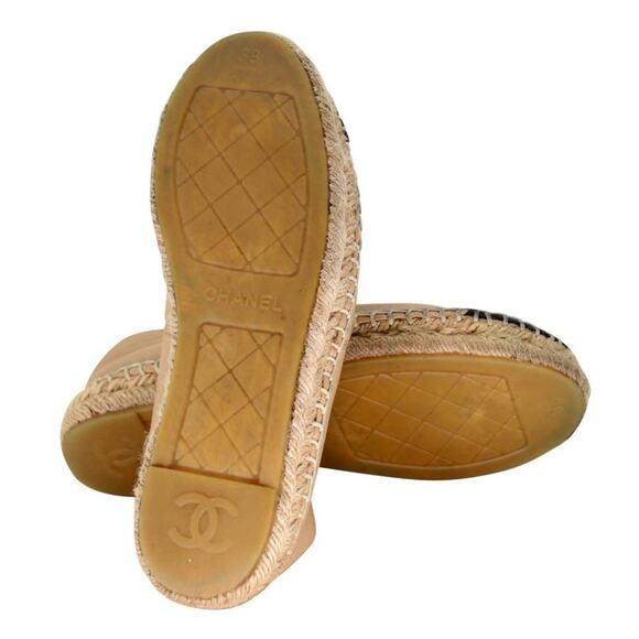 Chanel Cap Toe Large 38 Monogram Leather CC Espadrille Flats CC-0921N-0005 - Picture 11 of 11